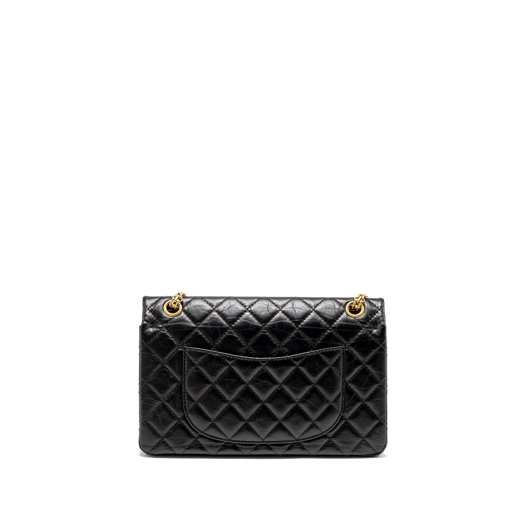 CHANEL LARGE 2.55 226 REISSUE DOUBLE FLAP BAG AGED CALFSKIN BLACK GHW