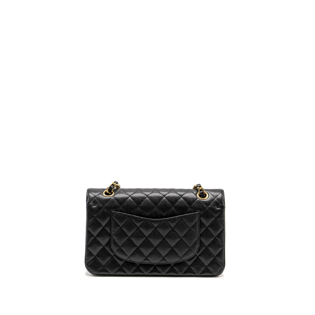 CHANEL MEDIUM CLASSIC DOUBLE FLAP BAG CAVIAR BLACK GHW (MICROCHIP)