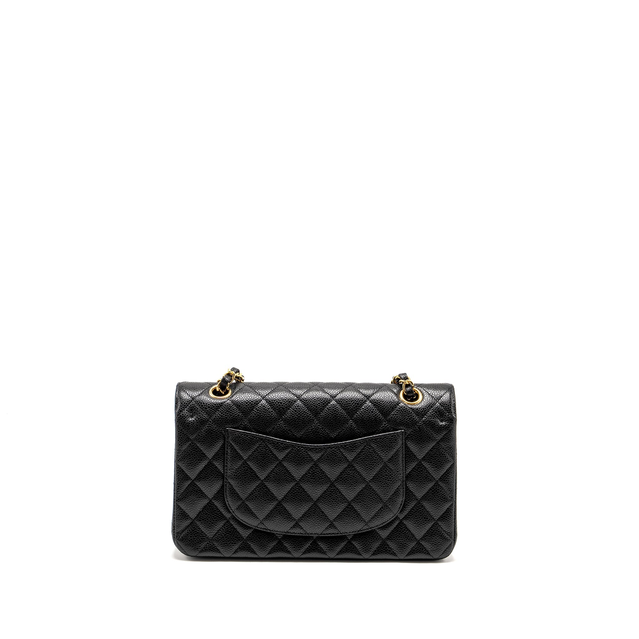CHANEL MEDIUM CLASSIC DOUBLE FLAP BAG CAVIAR BLACK GHW (MICROCHIP)