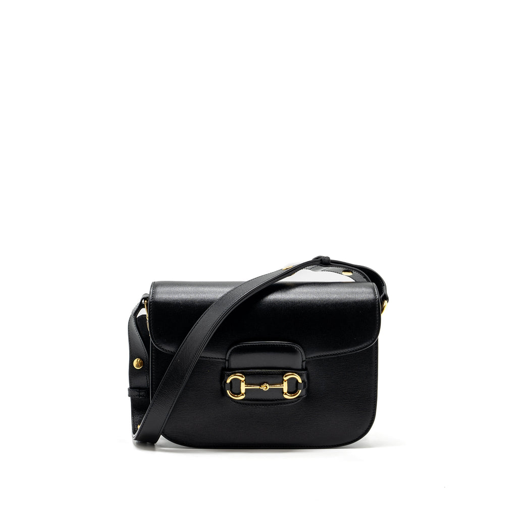 GUCCI HORSEBIT 1955 SHOULDER BAG LEATHER BLACK GHW