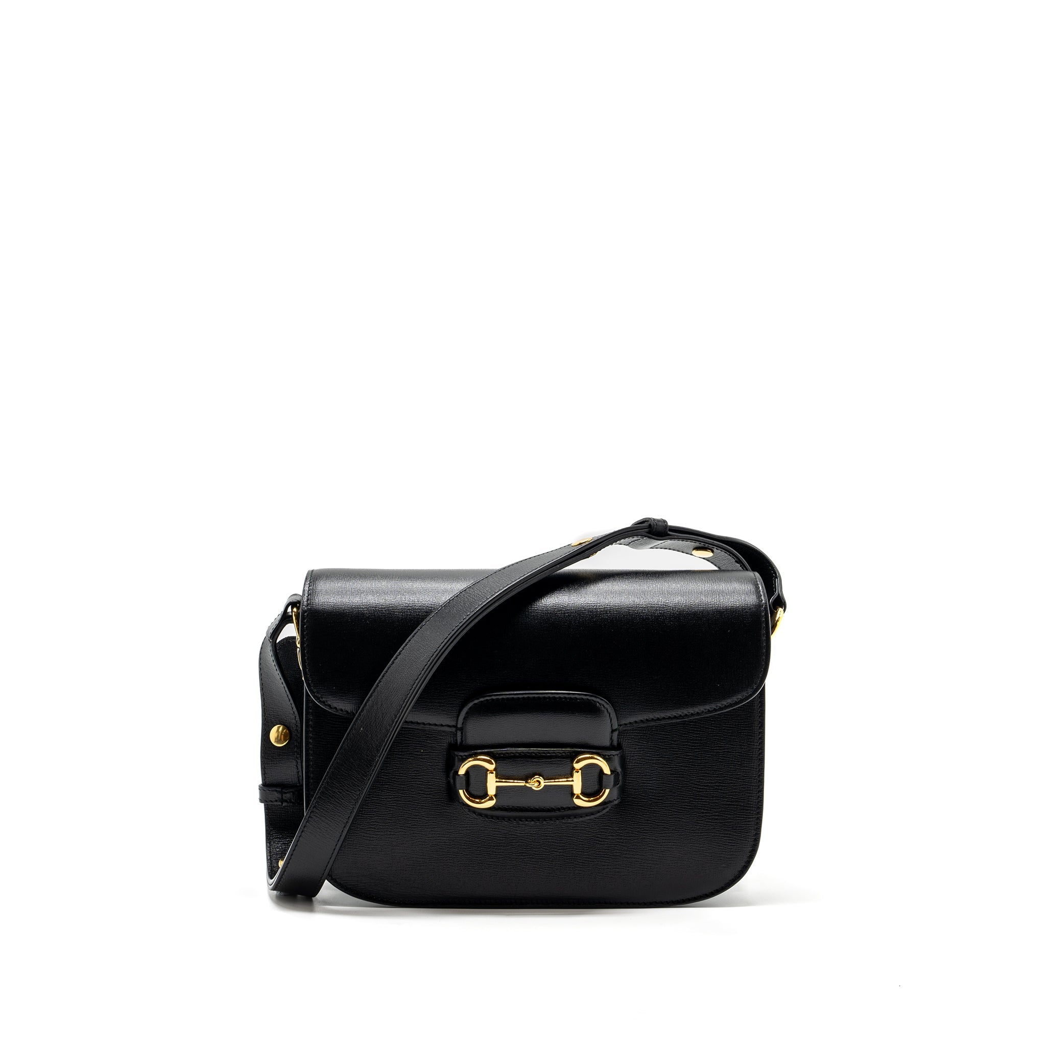 GUCCI HORSEBIT 1955 SHOULDER BAG LEATHER BLACK GHW