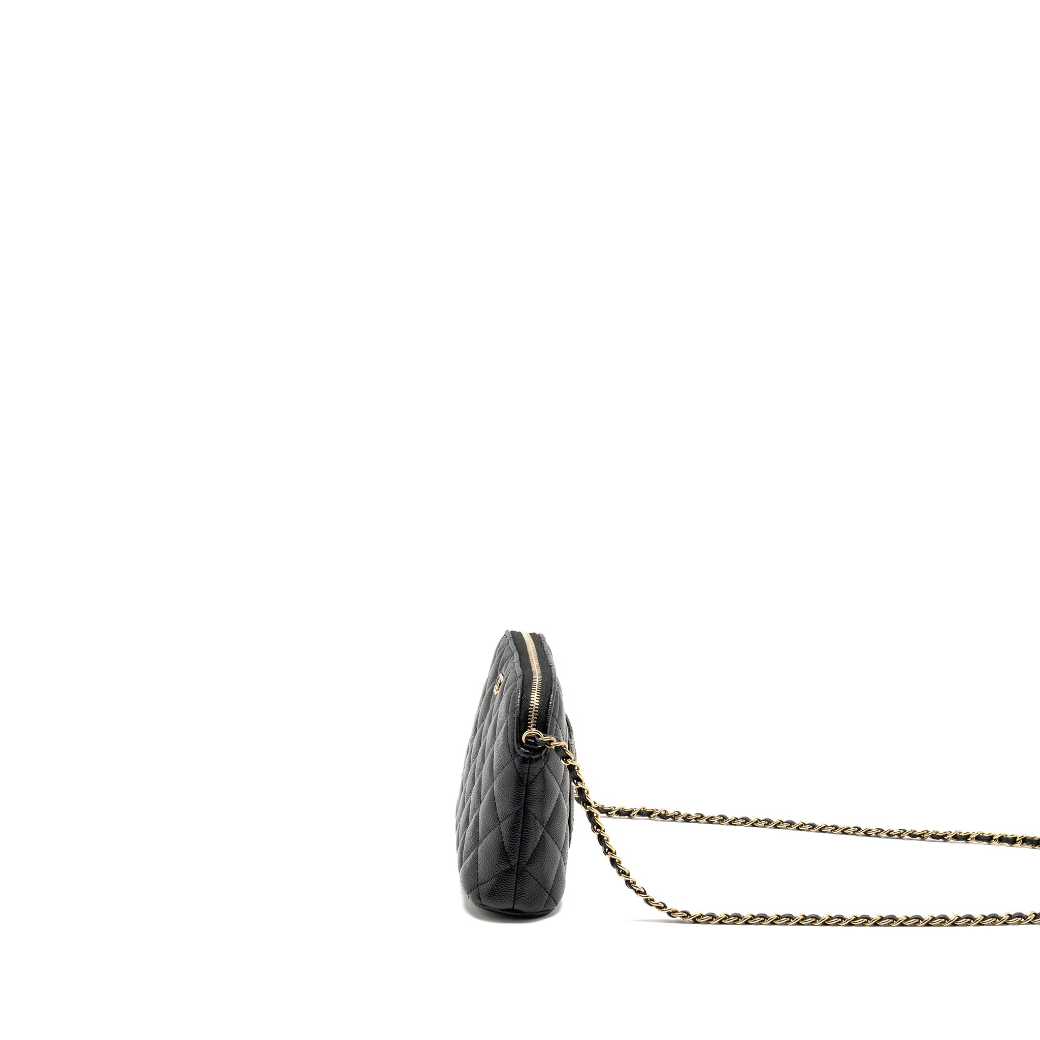 CHANEL CLASSIC CC CLUTCH WITH CHAIN CAVIAR BLACK LGHW (MICROCHIP)