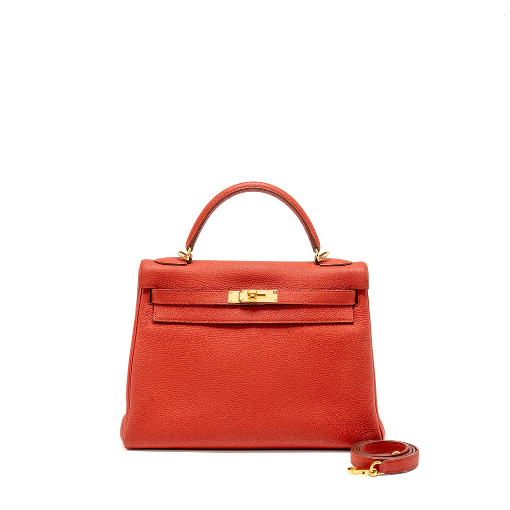 HERMES KELLY 32 TOGO 5E VERMILLION GHW