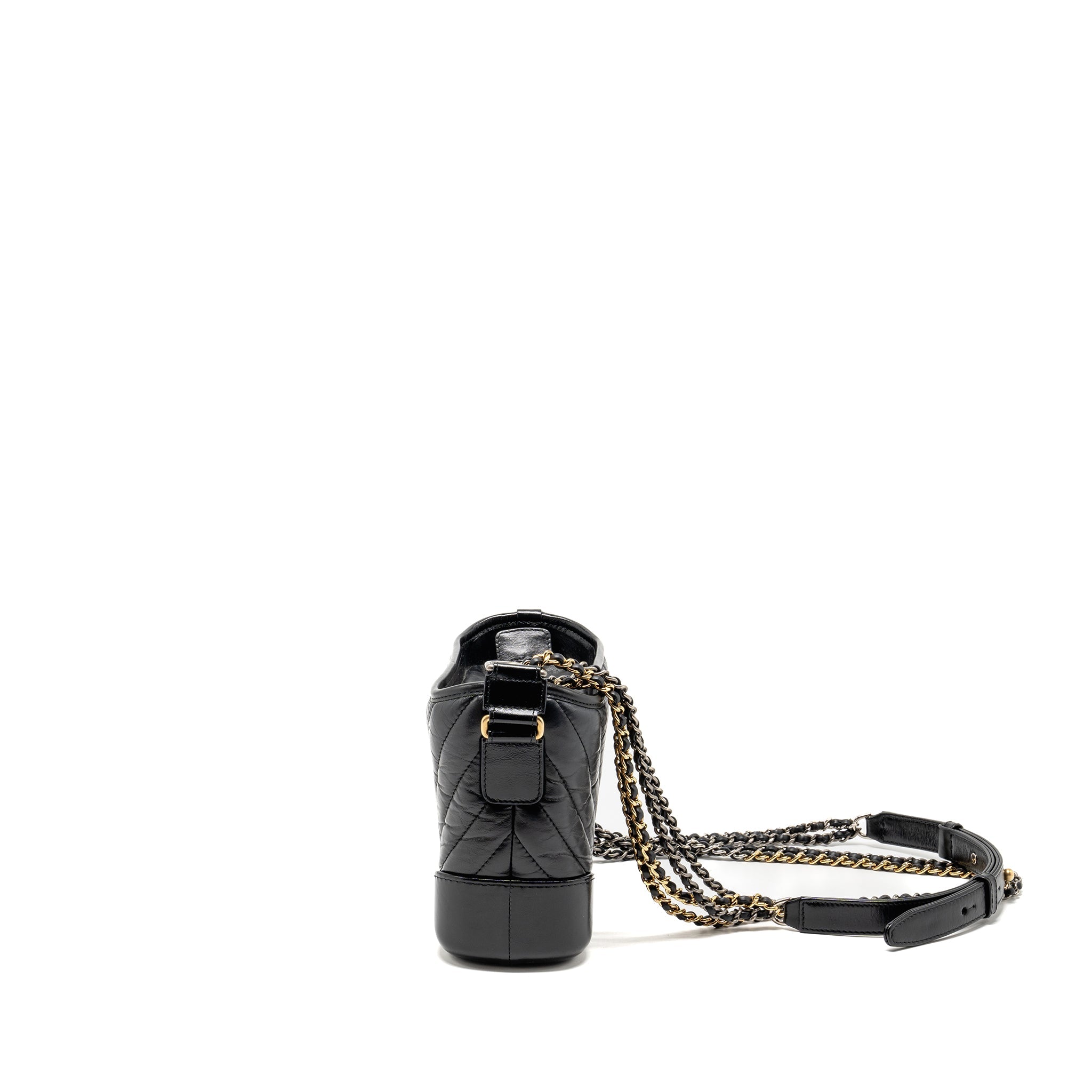 CHANEL SMALL GABRIELLE HOBO BAG CHEVRON CALFSKIN BLACK MULTICOLOUR HARDWARE