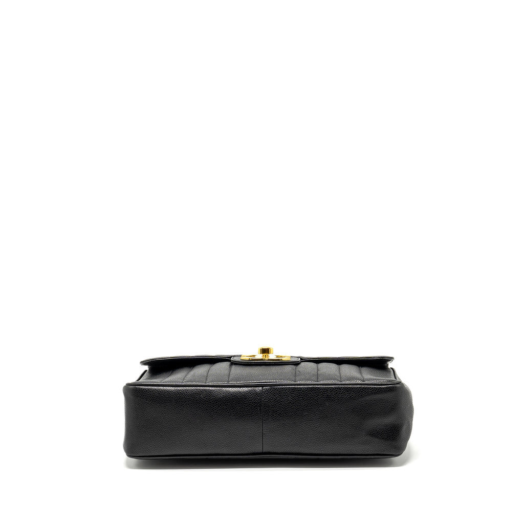 CHANEL VINTAGE QUILTED FLAP BAG CAVIAR BLACK GHW