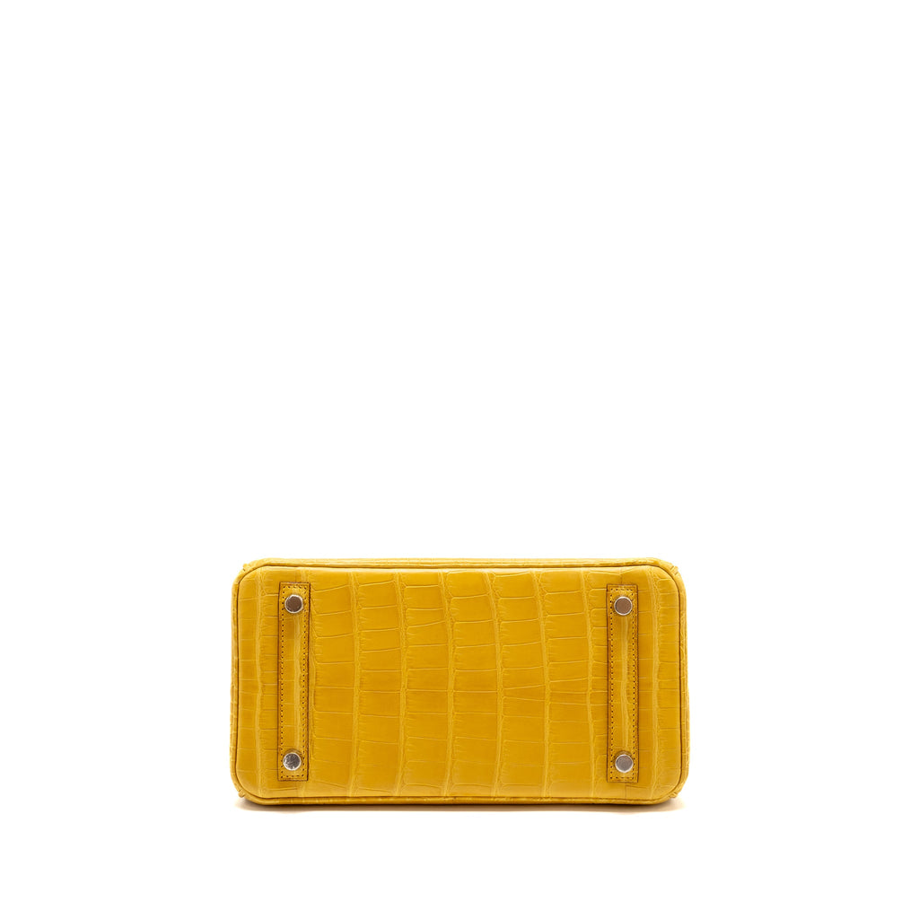 HERMES BIRKIN 25 ALLIGATOR MISSISSIPPIENSIS MAT 9D JAUNE AMBRE SHW