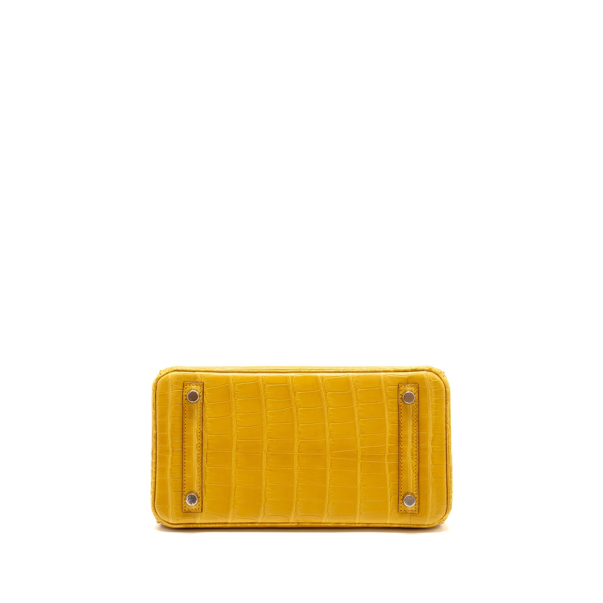 HERMES BIRKIN 25 ALLIGATOR MISSISSIPPIENSIS MAT 9D JAUNE AMBRE SHW