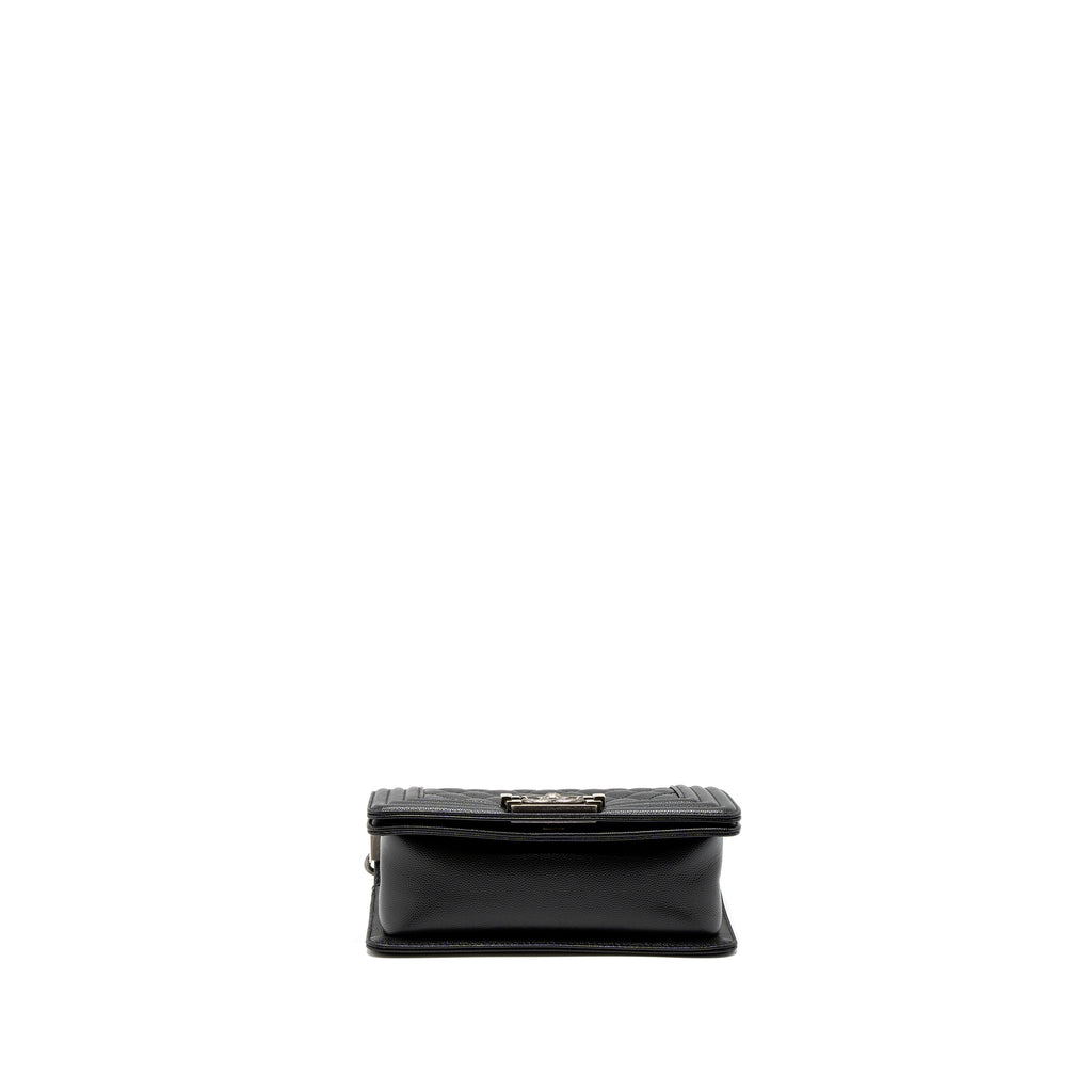CHANEL SMALL BOY BAG CAVIAR BLACK SHW (MICROCHIP)
