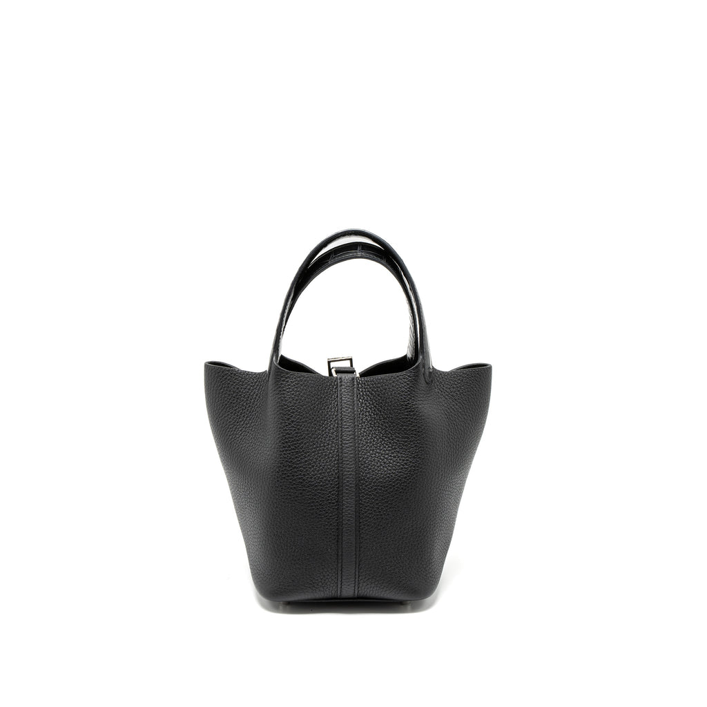 HERMES PICOTIN 18 TOUCH LOCK BAG CLEMENCE/ALLIGATOR MISSISSIPPIENSIS BLACK SHW