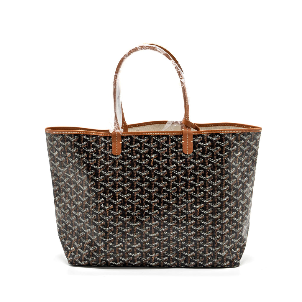 GOYARD SAINT LOUIS PM TOTE BAG GOYARDLINE CANVAS / CALFSKIN BROWN SHW