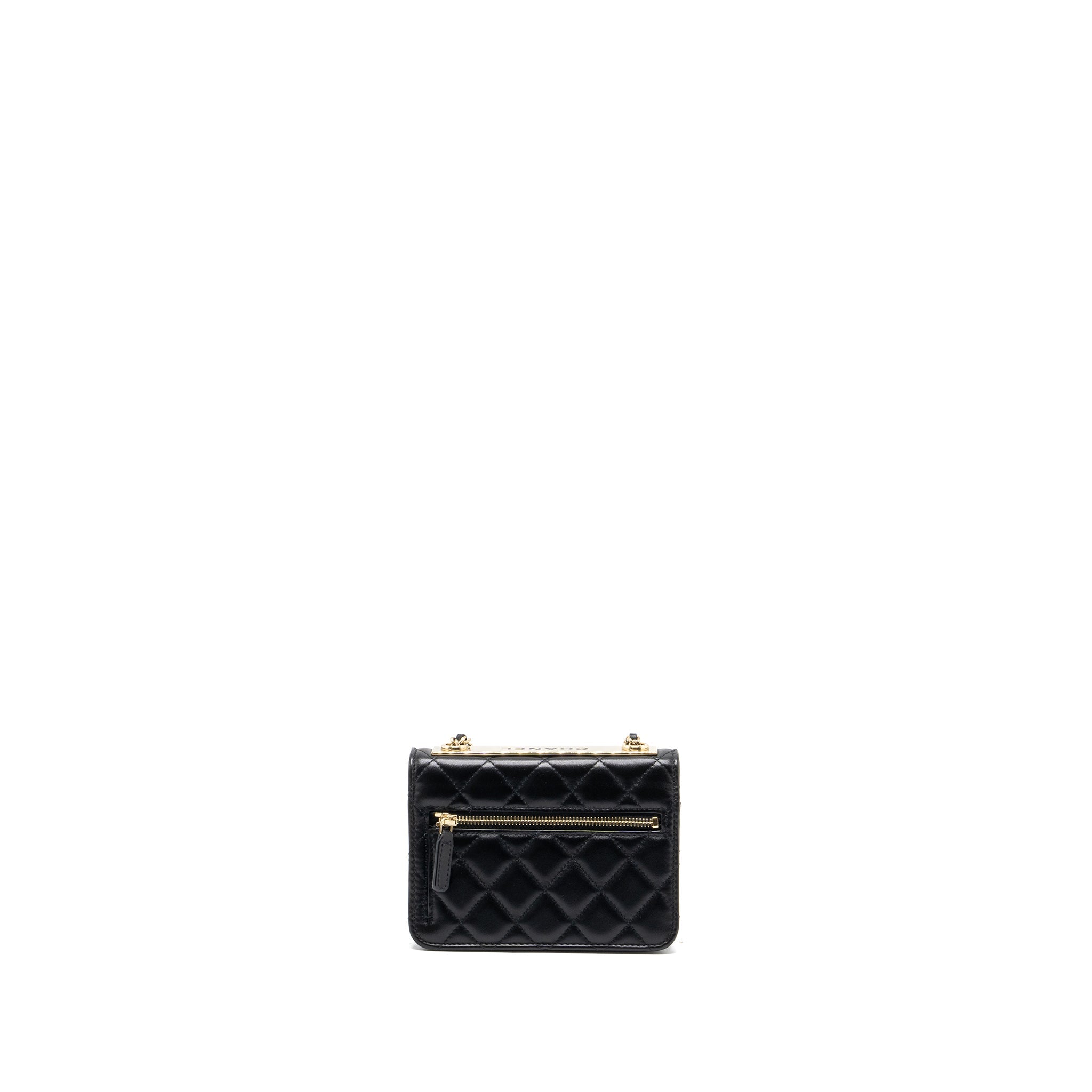 CHANEL MINI TRENDY CC WALLET ON CHAIN LAMBSKIN BLACK LGHW