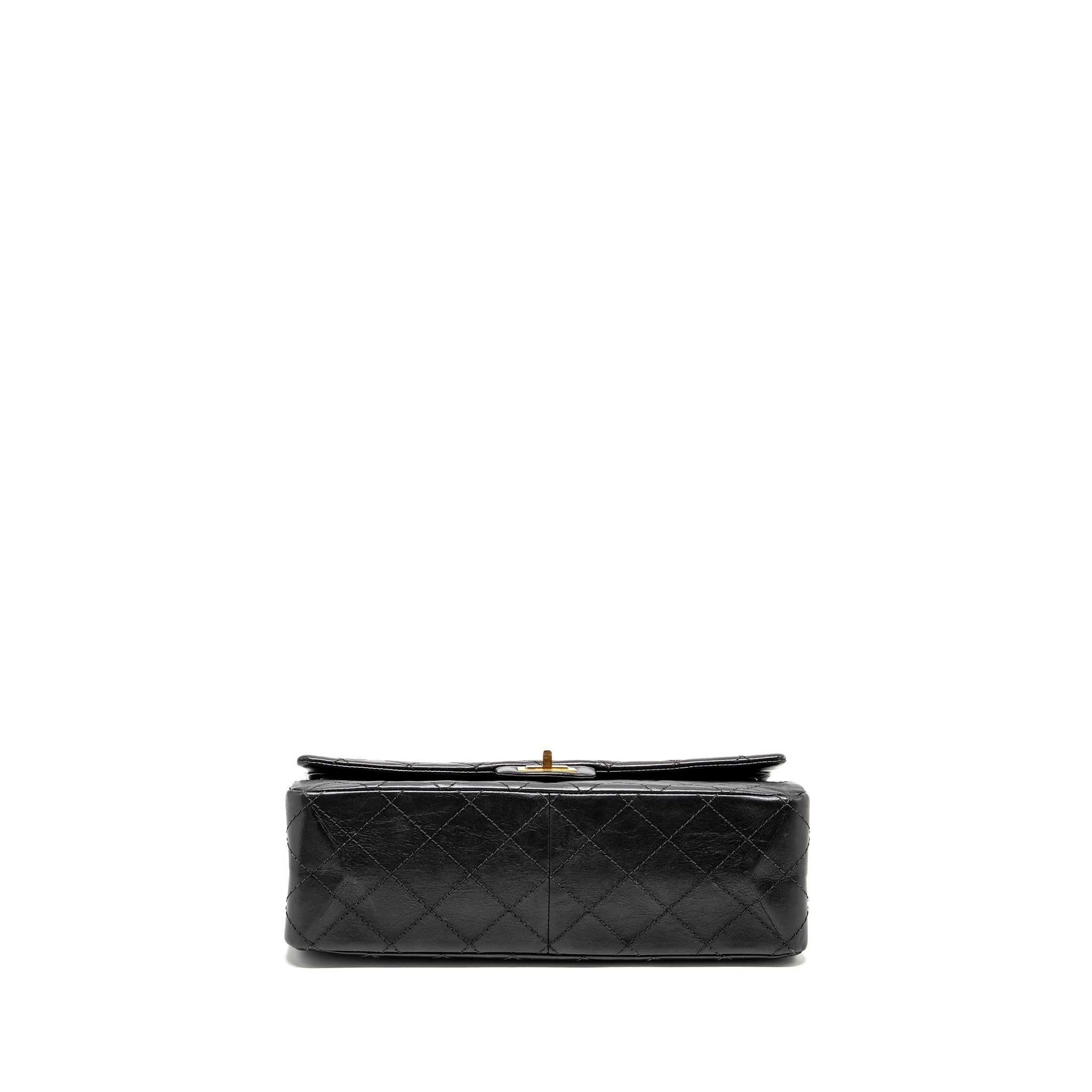 CHANEL LARGE 2.55 226 REISSUE DOUBLE FLAP BAG AGED CALFSKIN BLACK GHW