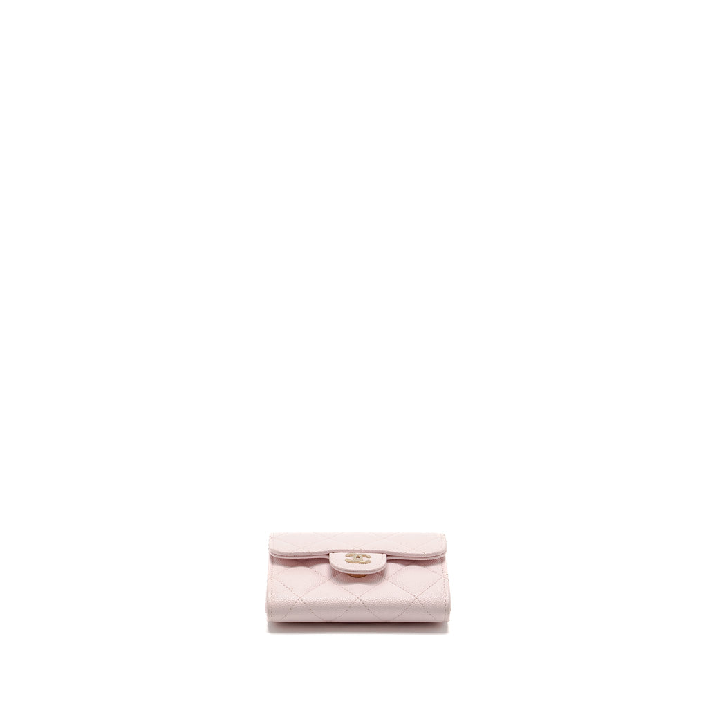 CHANEL MINI CARD HOLDER WITH CHAIN CAVIAR PINK GHW