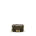 FENDI MINI BAGUETTE BAG FF JACQUARD FABRIC BROWN GHW