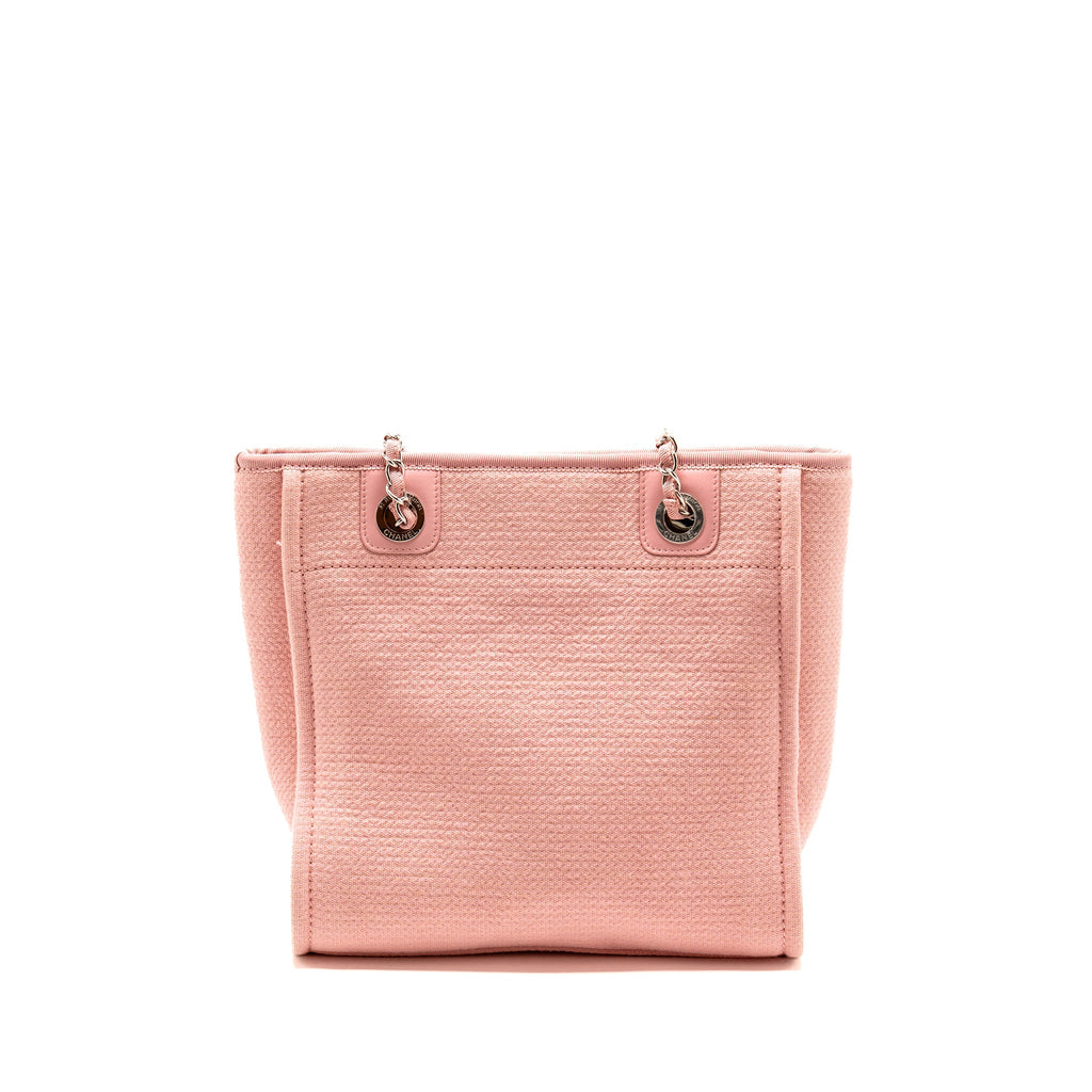 CHANEL DEAUVILLE PM TOTE BAG CANVAS PINK SHW (MICROCHIP)