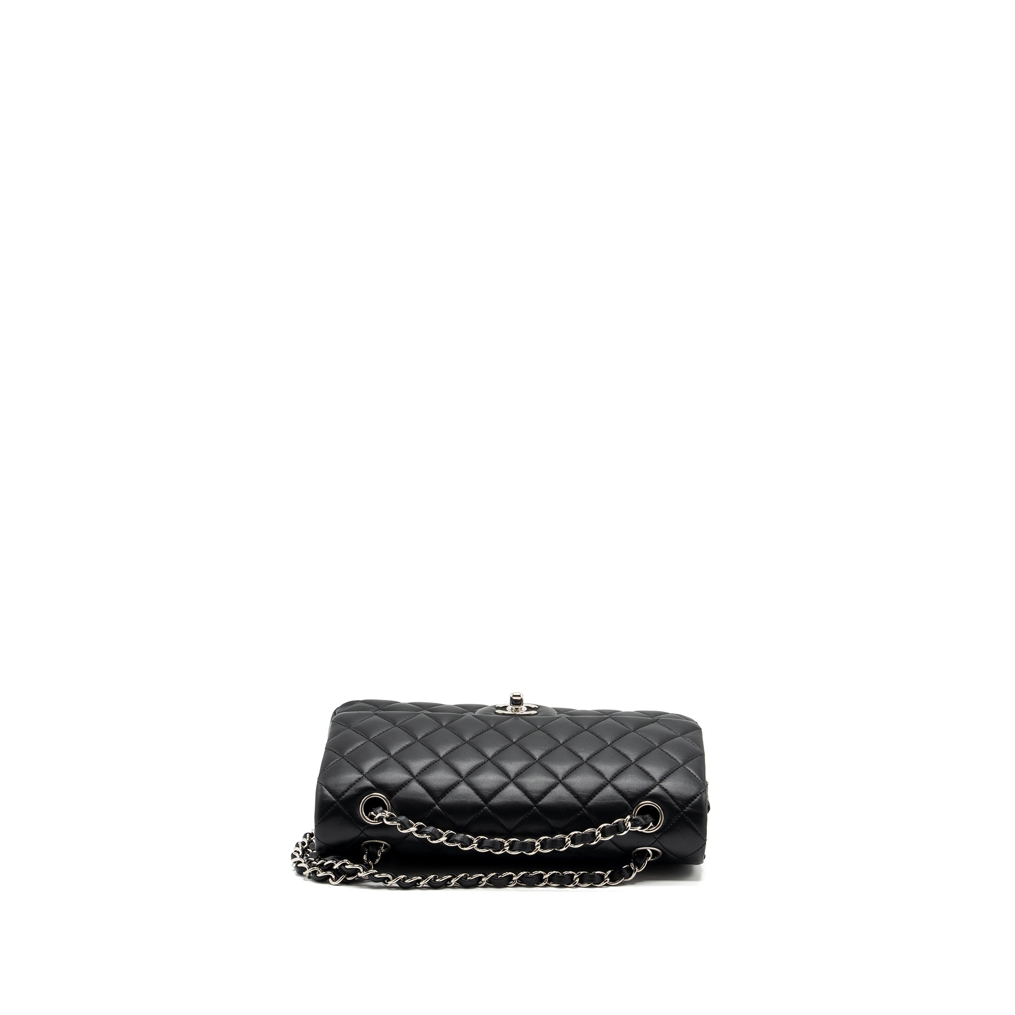 CHANEL MEDIUM CLASSIC DOUBLE FLAP BAG LAMBSKIN BLACK SHW