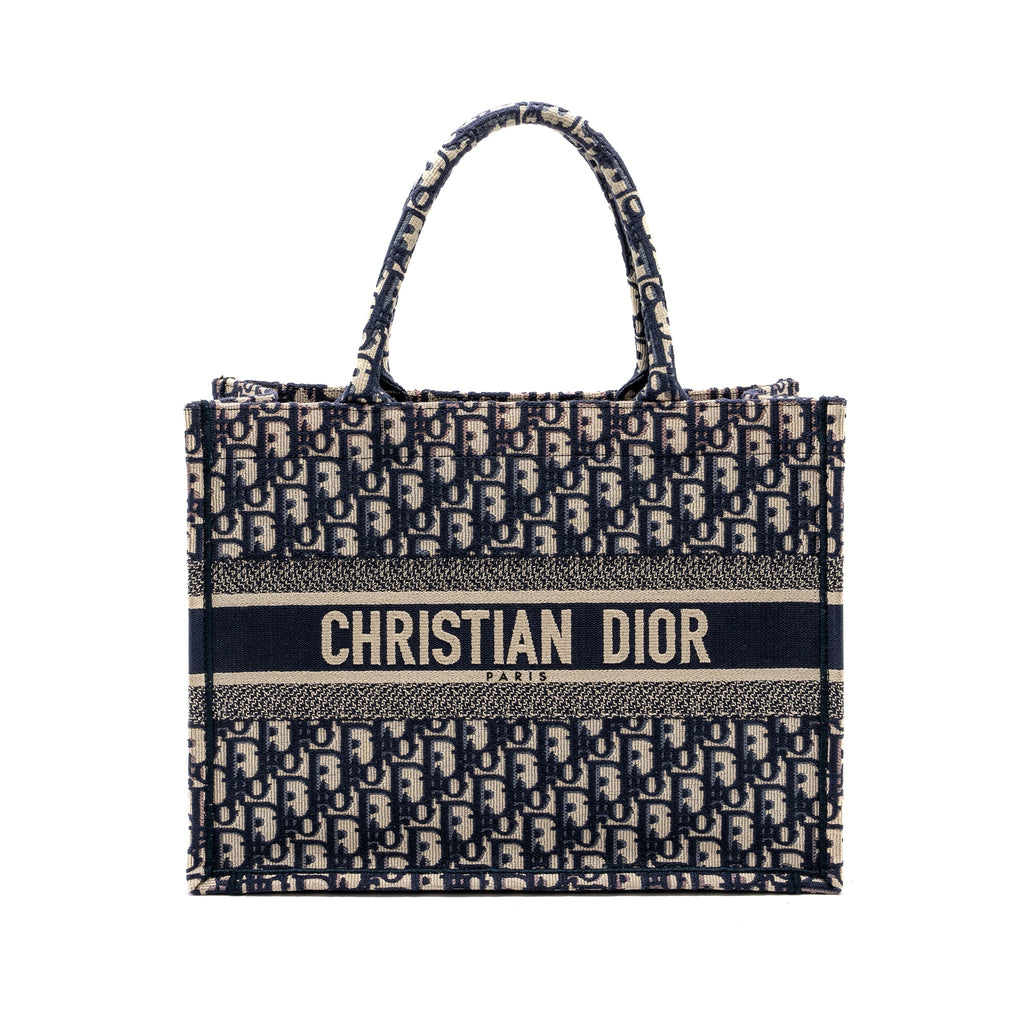 DIOR MEDIUM BOOK TOTE BLUE DIOR OBLIQUE EMBROIDERY