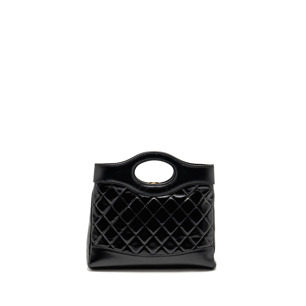 CHANEL MINI 31 BAG SHINY CALFSKIN BLACK LGHW (MICROCHIP)