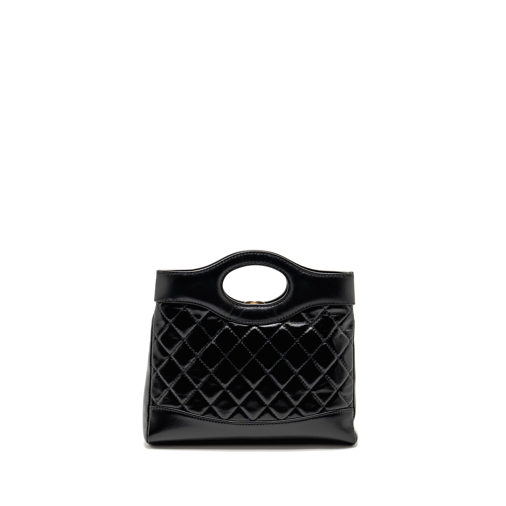 CHANEL MINI 31 BAG SHINY CALFSKIN BLACK LGHW (MICROCHIP)