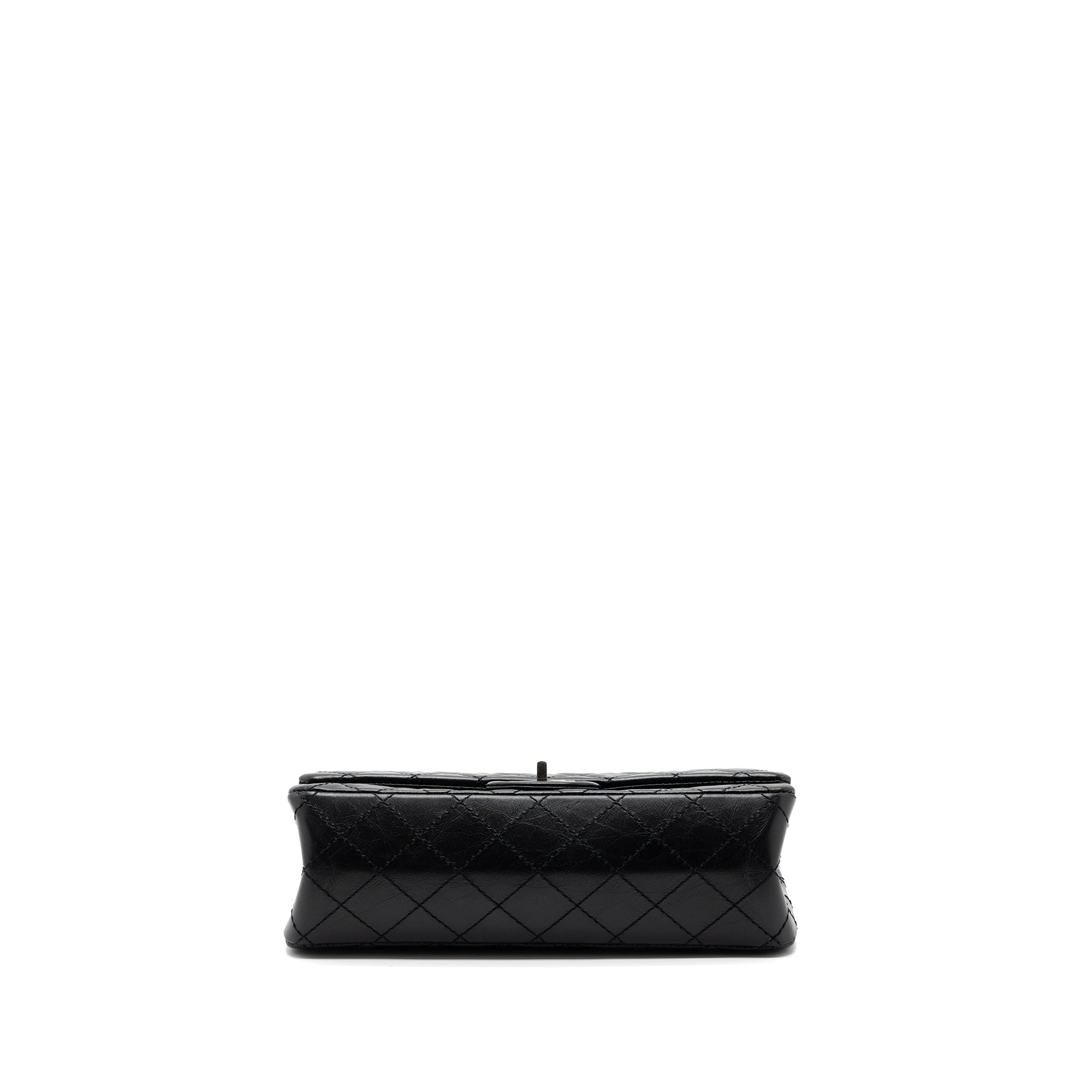 CHANEL 2.55 SMALL REISSUE FLAP BAG AGED CALFSKIN BLACK RUTHENIUM HARDWARE (MICROCHIP)