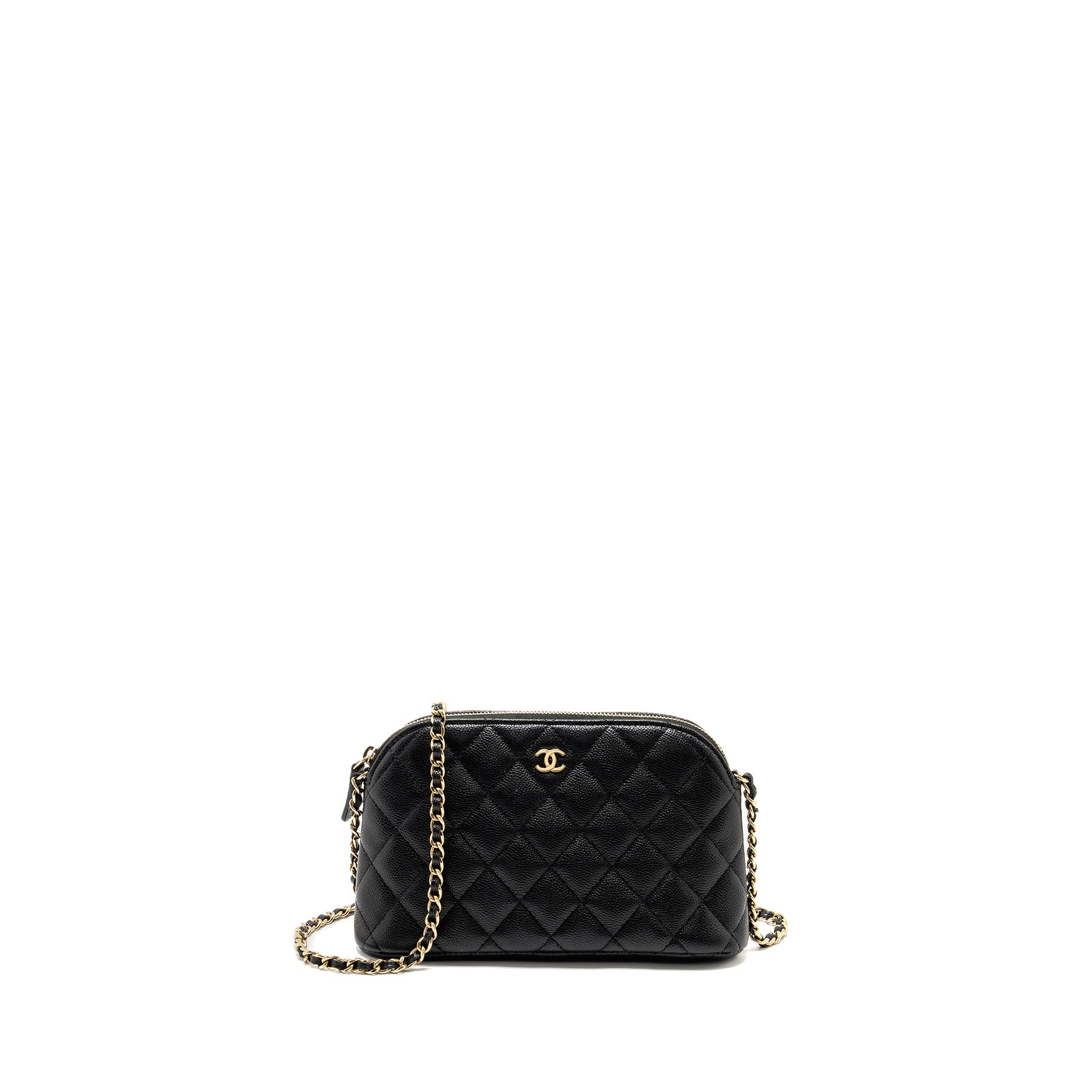 CHANEL CLASSIC CC CLUTCH WITH CHAIN CAVIAR BLACK LGHW (MICROCHIP)