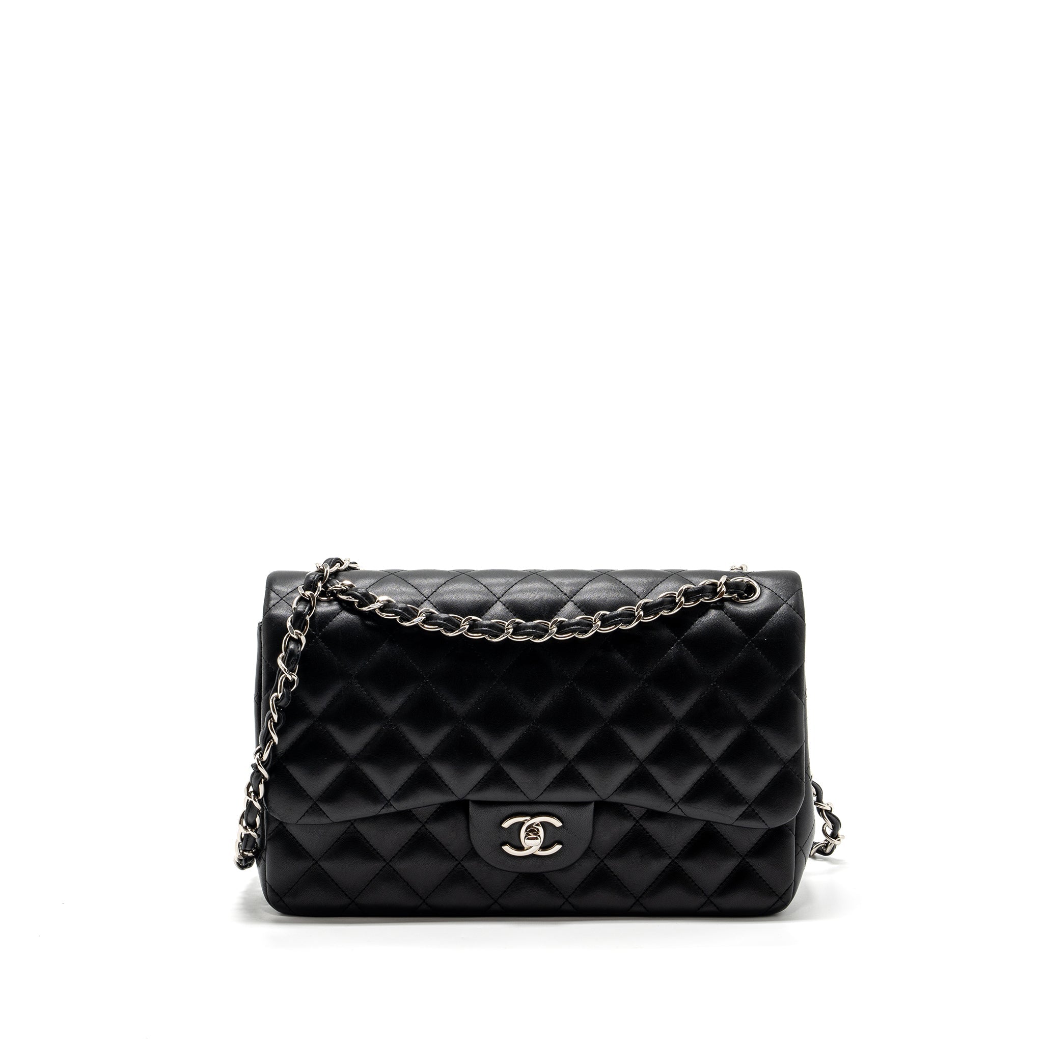 CHANEL JUMBO CLASSIC DOUBLE FLAP LAMBSKIN BLACK SHW
