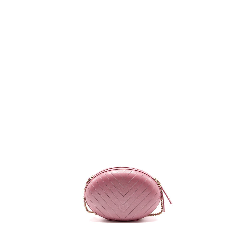 CHANEL OVAL CHEVRON BAG LAMBSKIN PINK LGHW