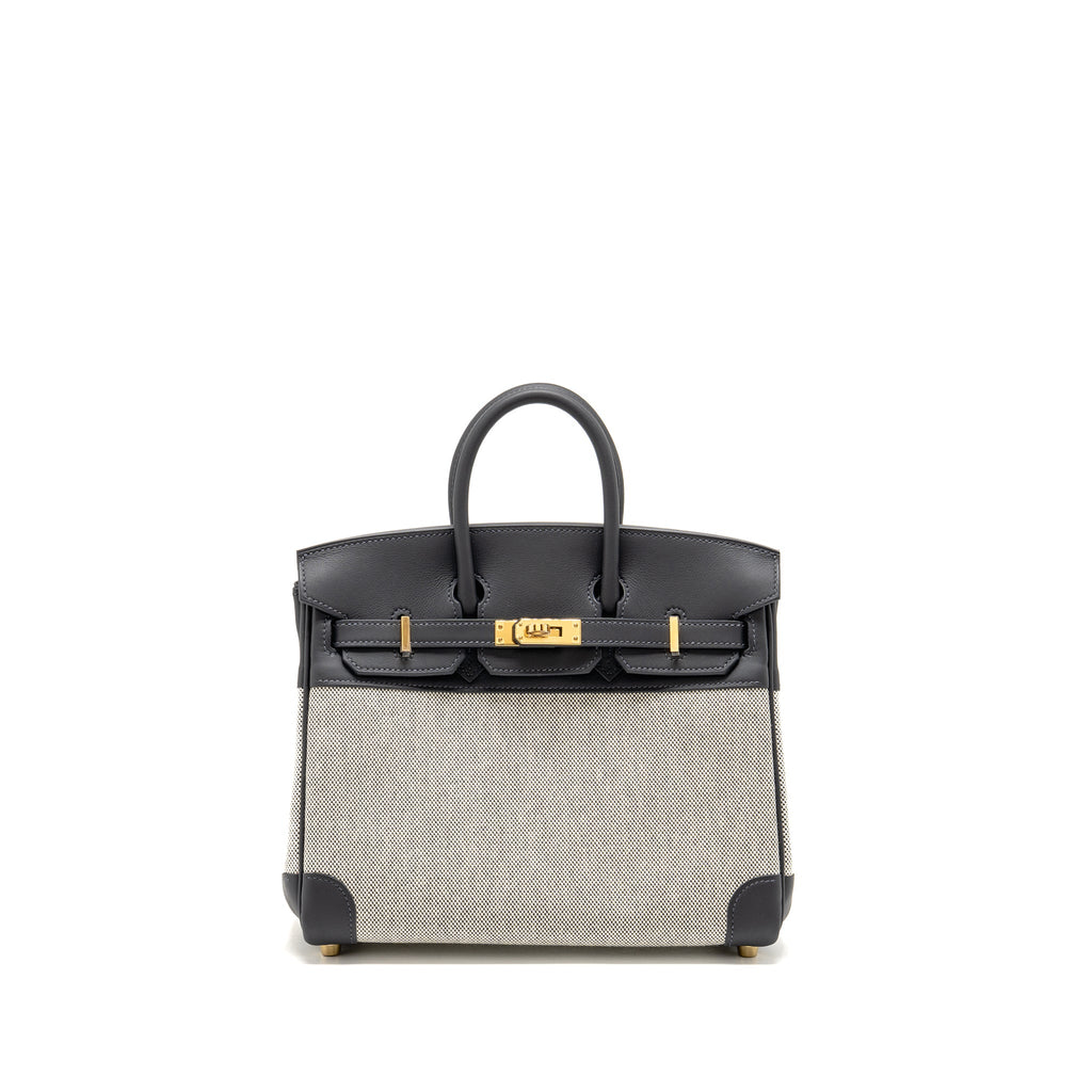 HERMES BIRKIN 25 TOILE SWIFT/CANVAS ECRU-ARDOISE/ARDOISE GHW