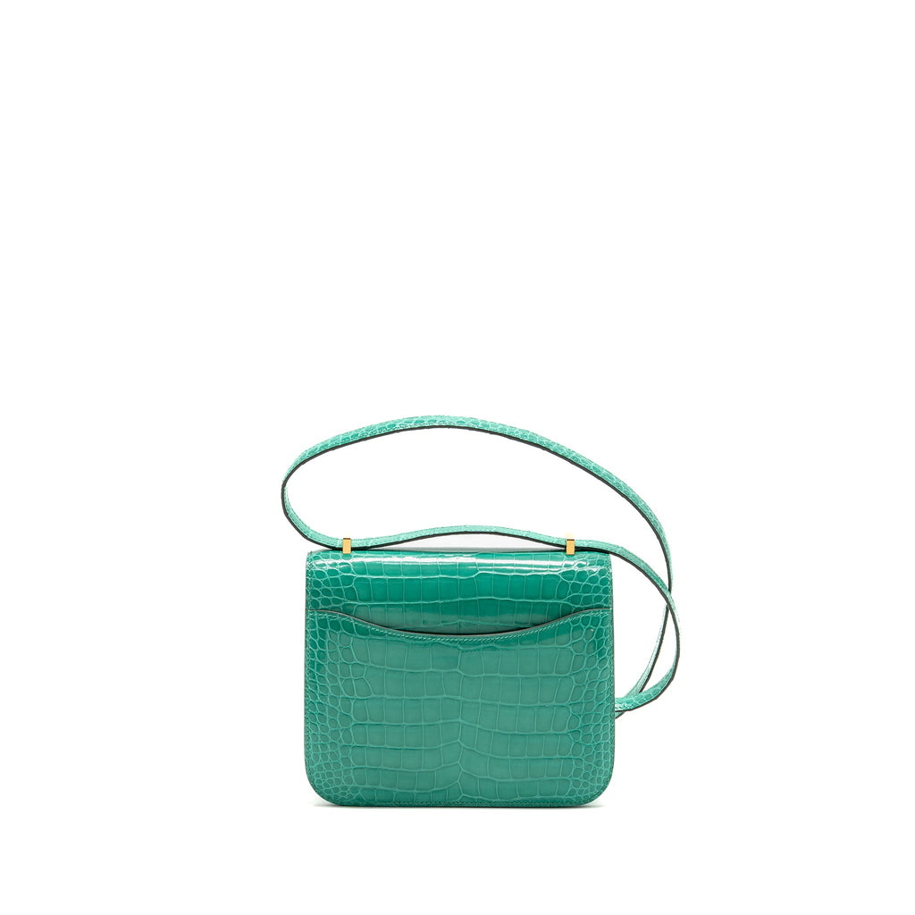 HERMES MINI CONSTANCE SHINY ALLIGATOR MISSISSIPPIENSIS VERT JADE GHW