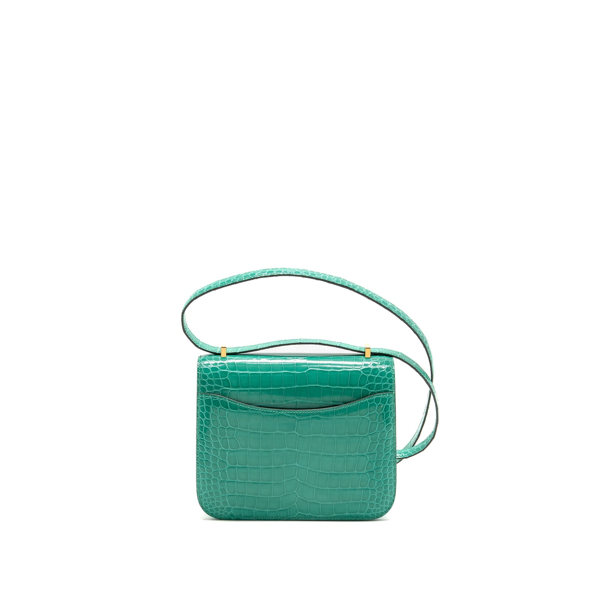 HERMES MINI CONSTANCE SHINY ALLIGATOR MISSISSIPPIENSIS VERT JADE GHW