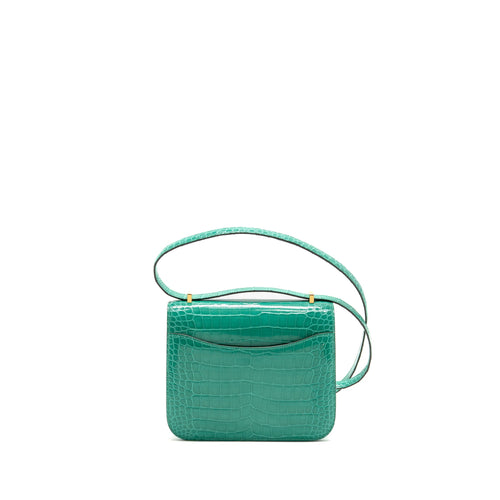 HERMES MINI CONSTANCE SHINY ALLIGATOR MISSISSIPPIENSIS VERT JADE GHW