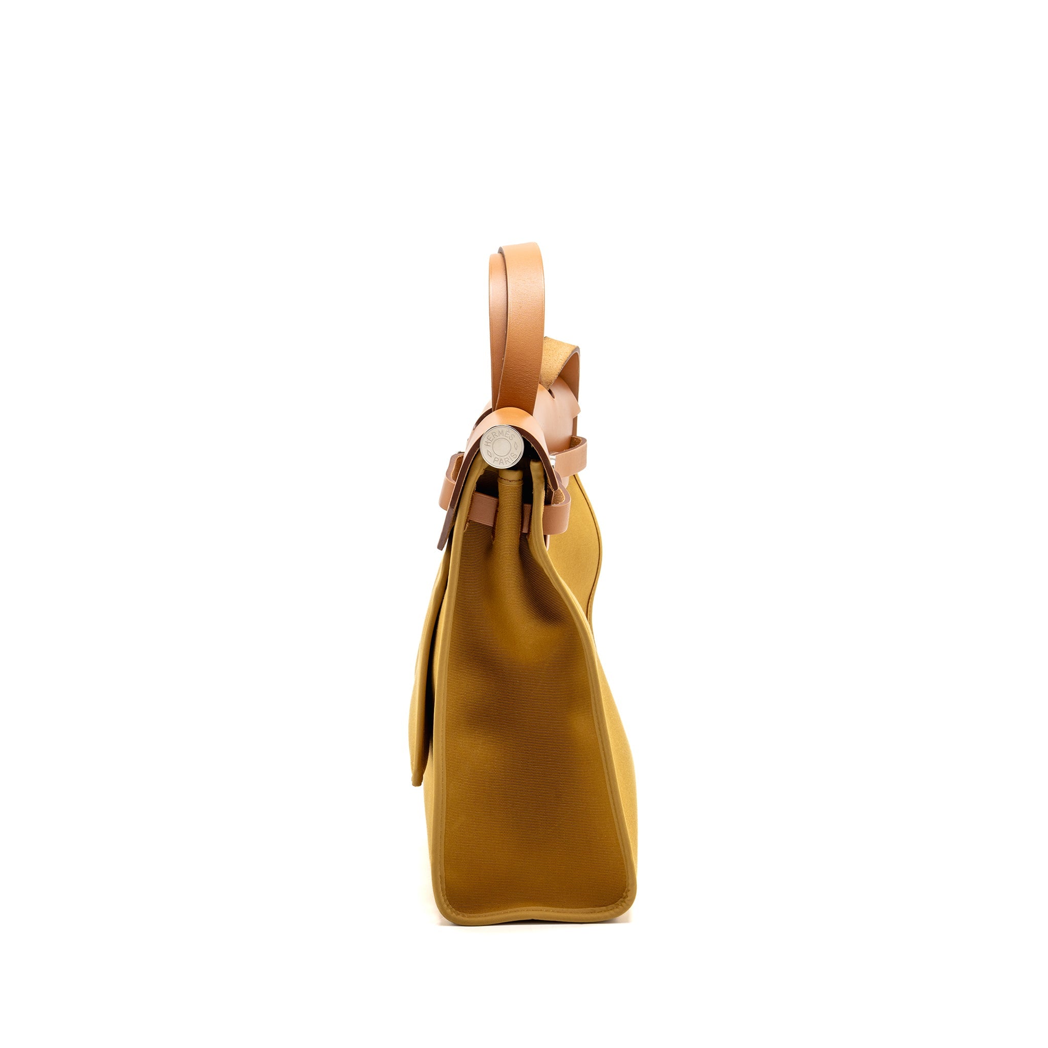 HERMES HERBAG 31 ZIP BAG CANVAS/HUNTER LEATHER SESAME/NATUREL SABLE SHW