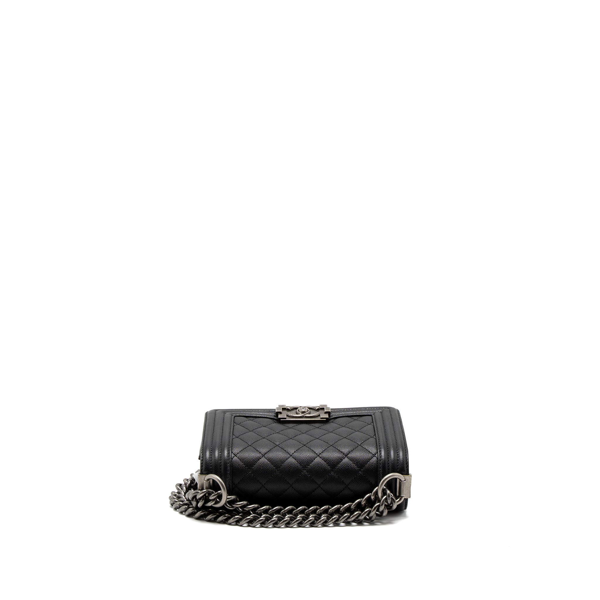 CHANEL SMALL BOY BAG CAVIAR BLACK SHW (MICROCHIP)