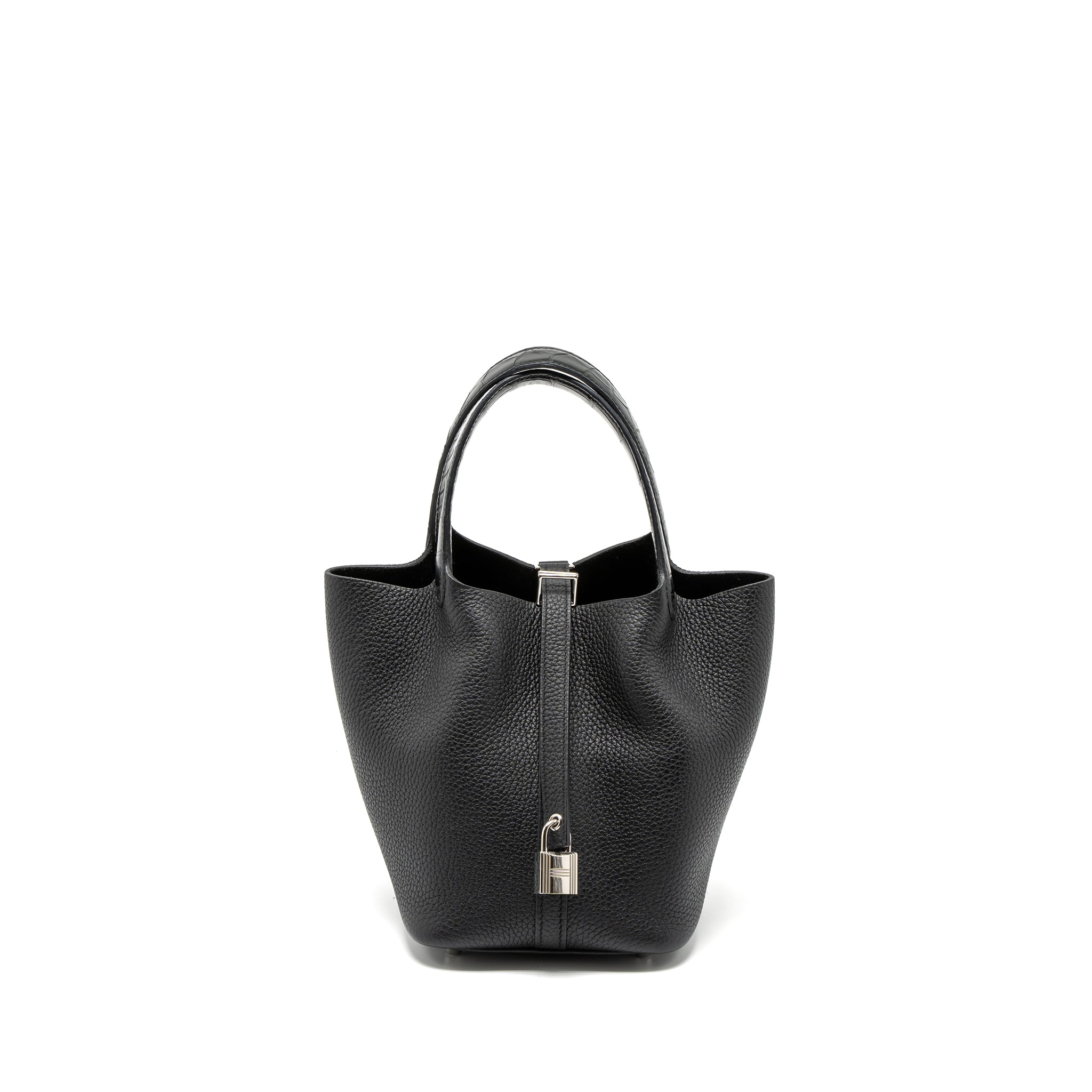 HERMES PICOTIN 18 TOUCH LOCK BAG CLEMENCE/ALLIGATOR MISSISSIPPIENSIS BLACK SHW