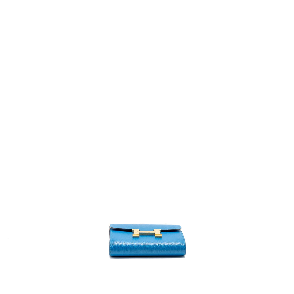 HERMES CONSTANCE COMPACT WALLET EPSOM BLUE GHW