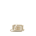 CHANEL MINI VANITY CLUTCH WITH CHAIN LAMBSKIN WHITE GHW