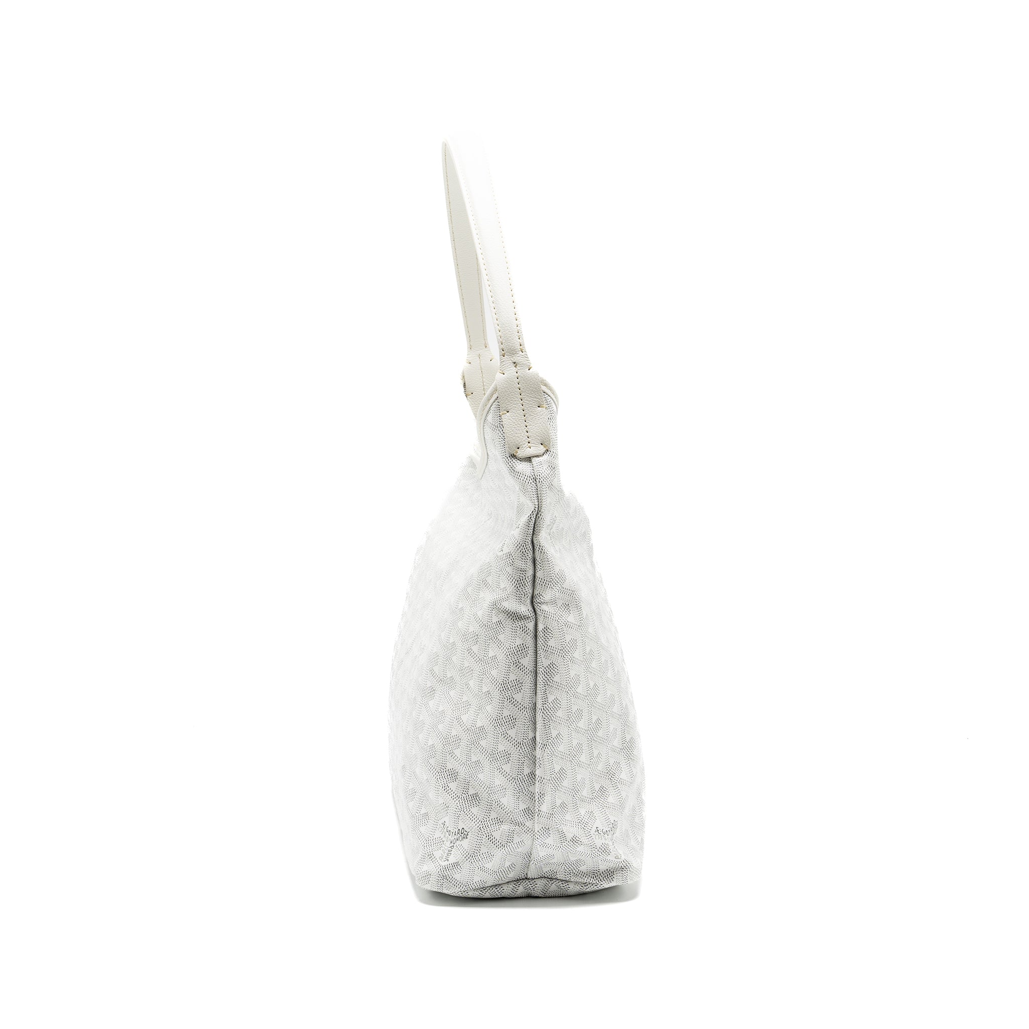 GOYARD BOHEME HOBO BAG GOYARDLINE CANVAS/CALFSKIN WHITE SHW