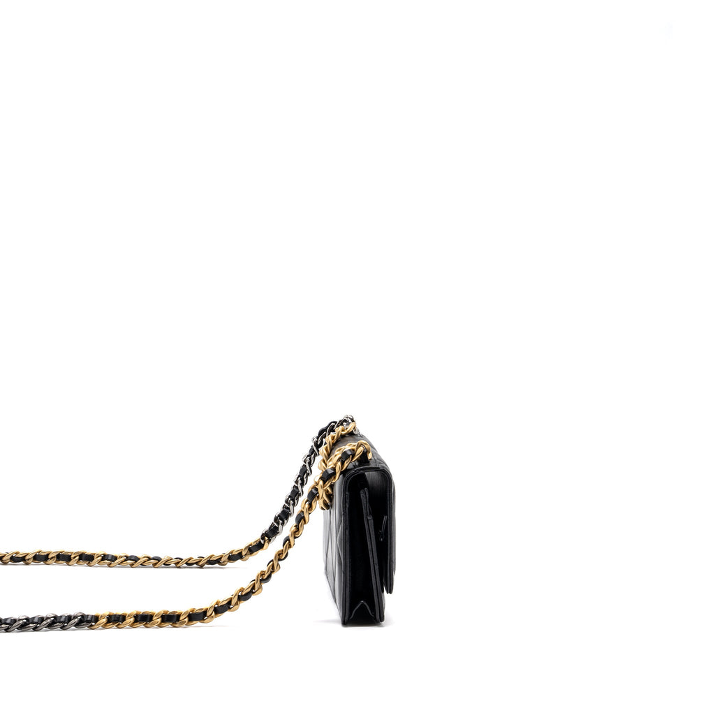 CHANEL 19 WALLET ON CHAIN LAMBSKIN BLACK MULTICOLOUR HARDWARE (MICROCHIP)
