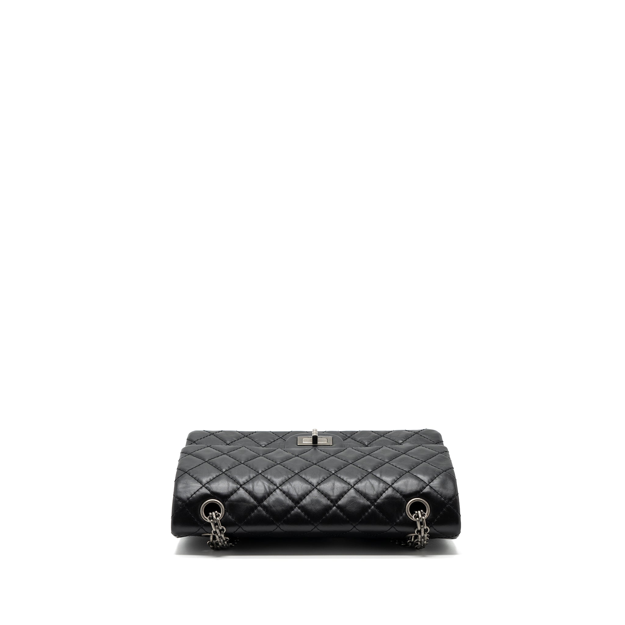 CHANEL 2.55 SMALL REISSUE FLAP BAG AGED CALFSKIN BLACK RUTHENIUM HARDWARE (MICROCHIP)