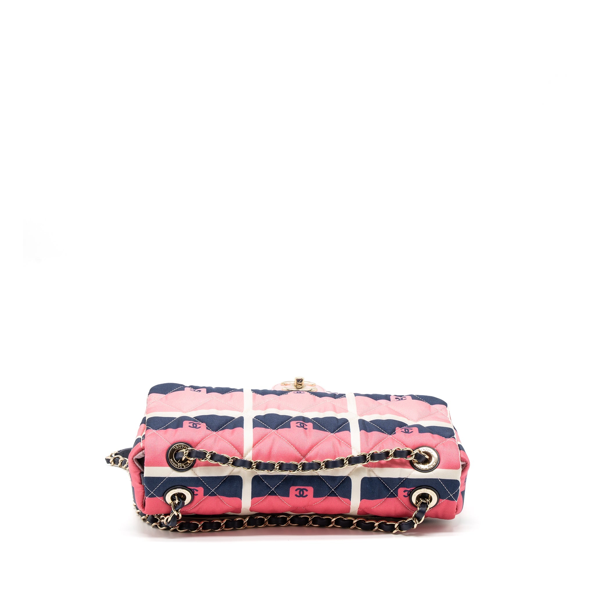 CHANEL CC LOGO PRINTED FLAP BAG FABRIC MULTICOLOUR LGHW (MICROCHIP)
