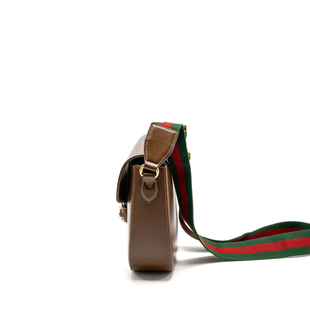 GUCCI HORSEBIT 1955 LARGE SHOULDER BAG LEATHER BROWN GHW