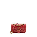 GUCCI SMALL GG MARMONT SHOULDER BAG CALFSKIN RED BRUSHED GHW