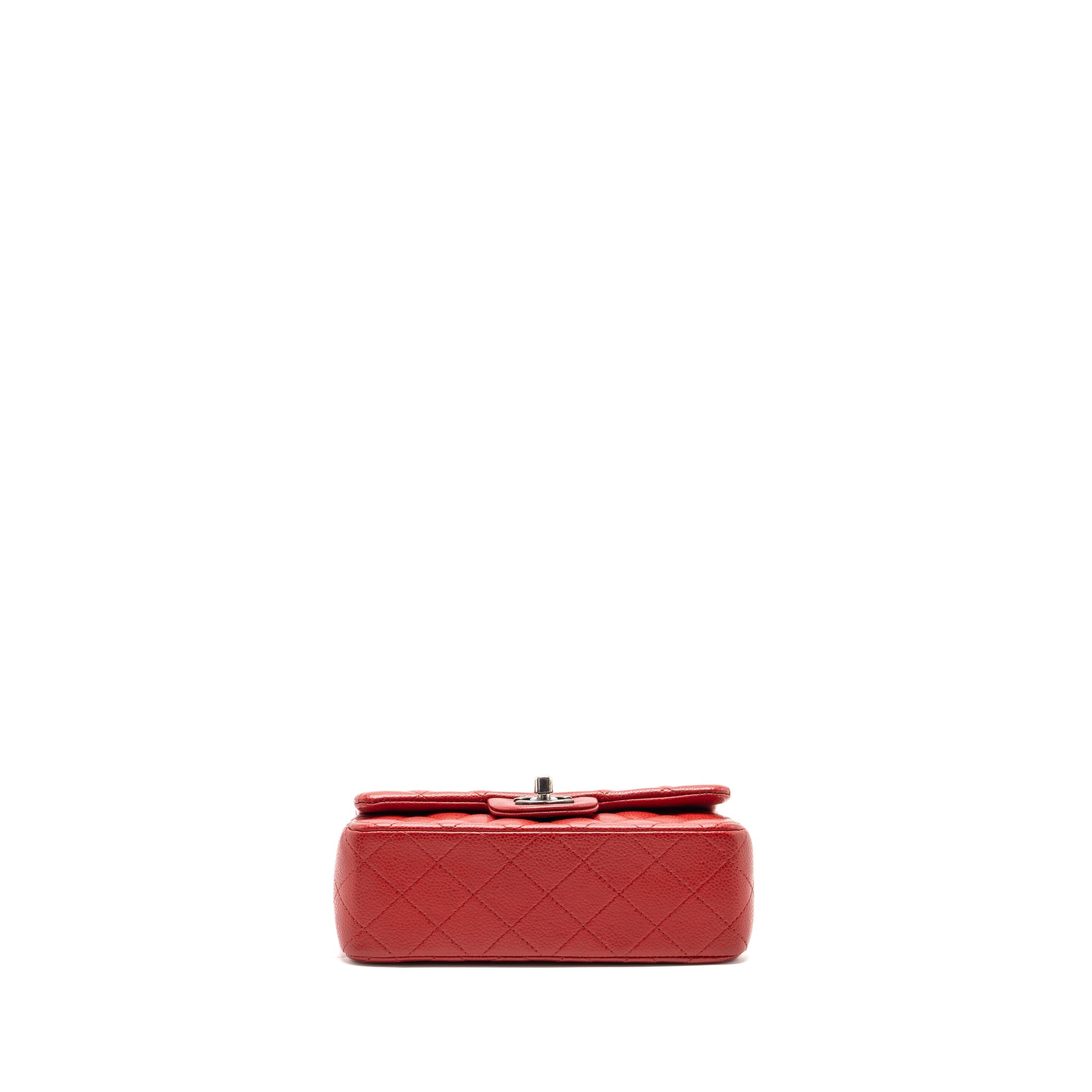 CHANEL MINI RECTANGULAR FLAP BAG CAVIAR RED RUTHENIUM HARDWARE