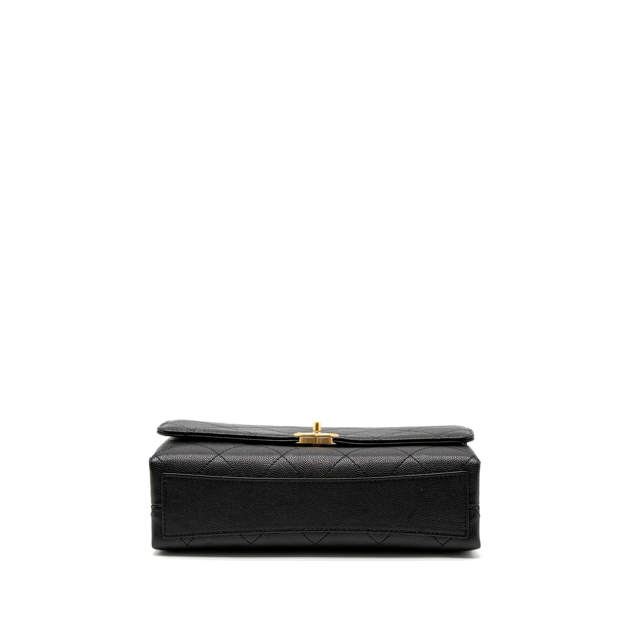 CHANEL FLAP BAG WITH DETAIL CHAIN GRAINED CALFSKIN BLACK BRUSHED GHW (MICROCHIP)