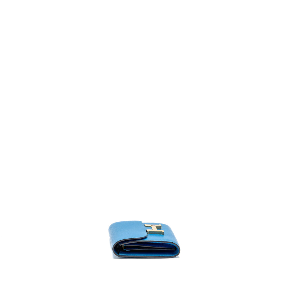 HERMES CONSTANCE COMPACT WALLET EPSOM BLUE GHW