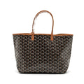 GOYARD SAINT LOUIS PM TOTE BAG GOYARDLINE CANVAS / CALFSKIN BROWN SHW