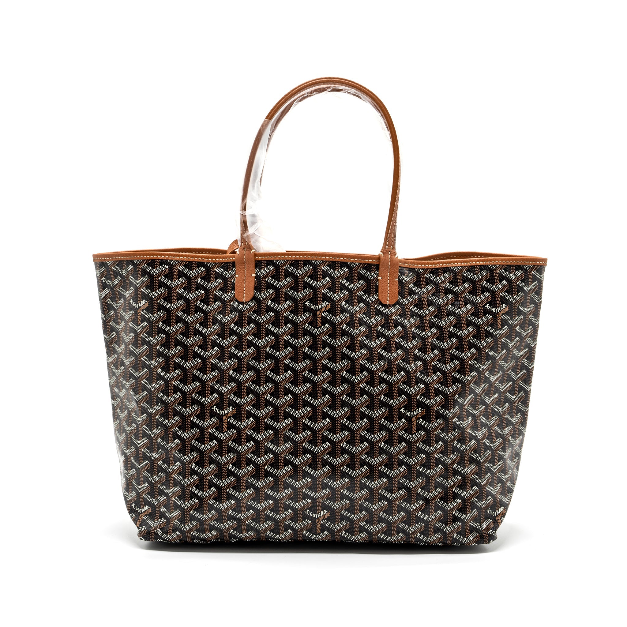GOYARD SAINT LOUIS PM TOTE BAG GOYARDLINE CANVAS / CALFSKIN BROWN SHW