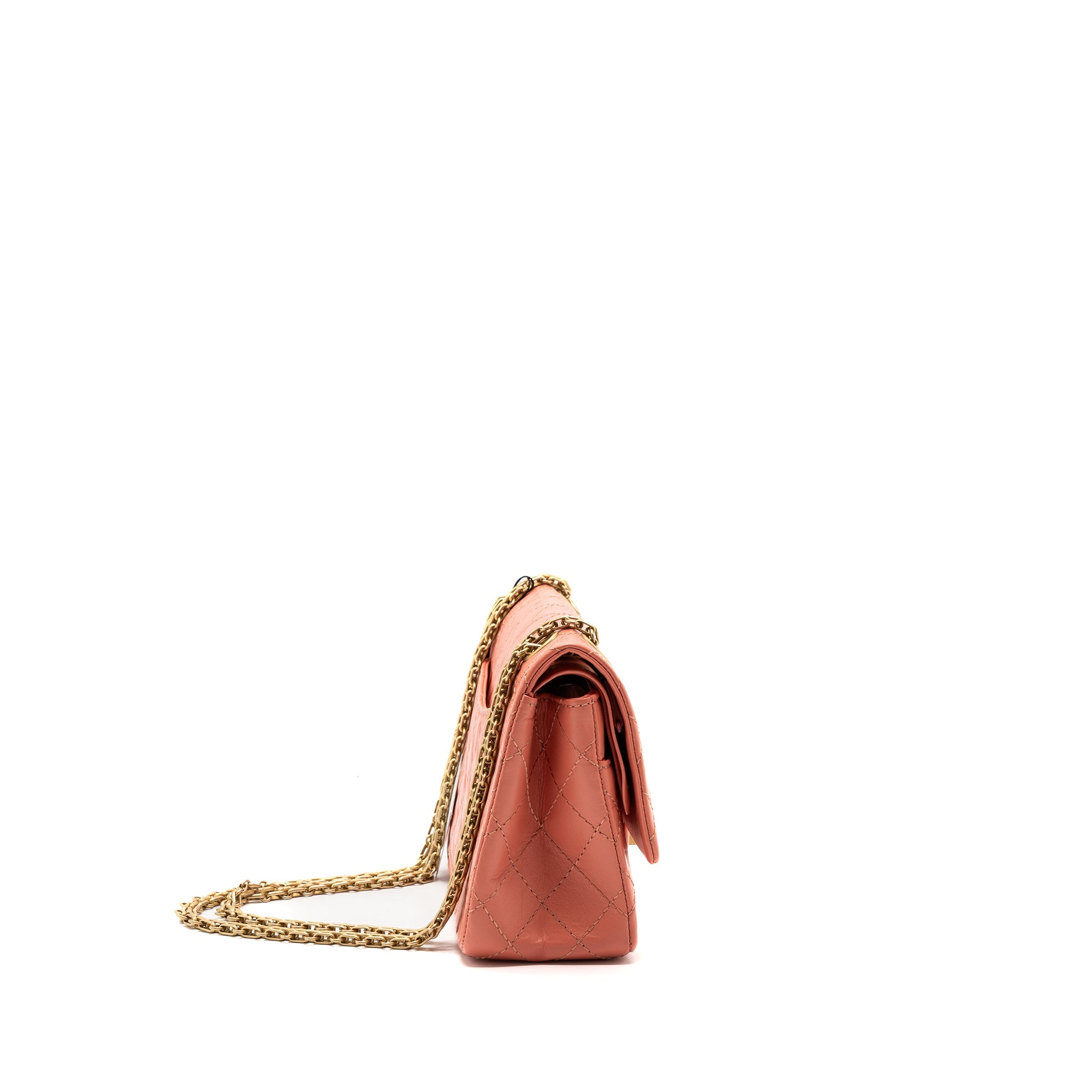 CHANEL SMALL 2.55 REISSUE FLAP BAG AGED CALFSKIN LIGHT PINK GHW