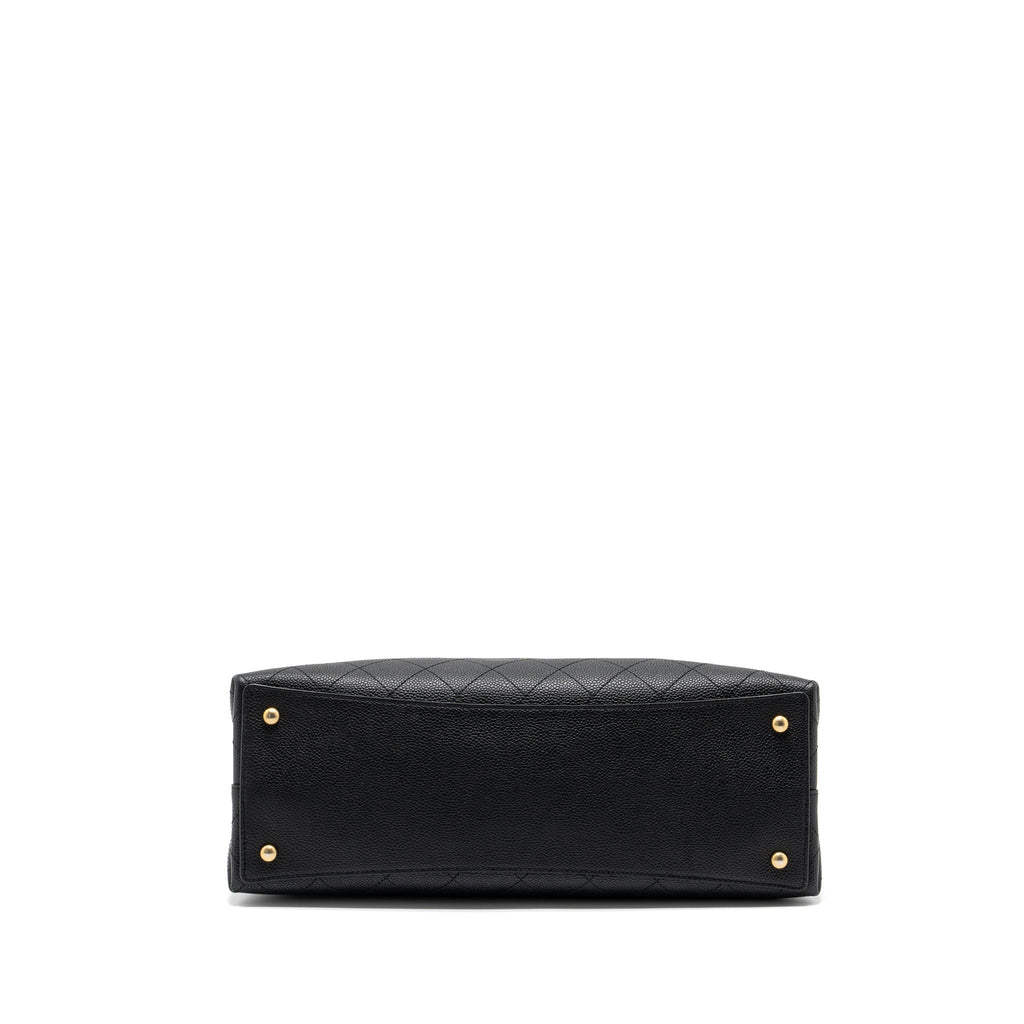 CHANEL CHAINS TOTE BAG CAVIAR BLACK BRUSHED GHW