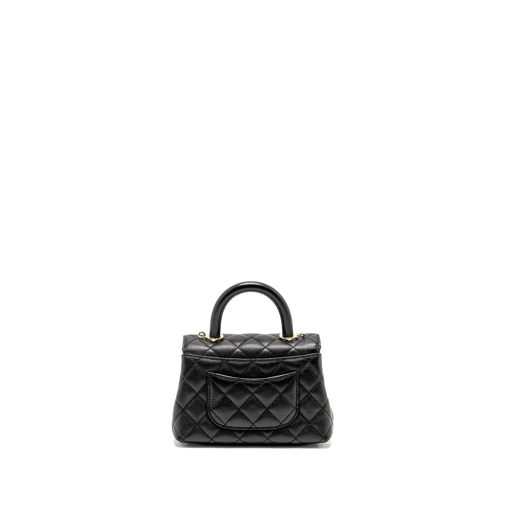 CHANEL MINI COCO HANDLE CAVIAR BLACK LGHW (MICROCHIP)